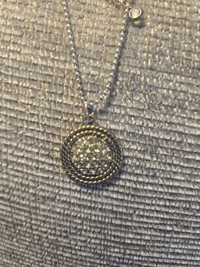 Round Crystal-Cluster Silver Pendant Necklace